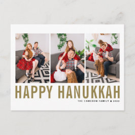 Gold Typografie Foto Collage Happy Hanukkah Feiertagspostkarte