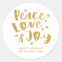 Gold Typografie Peace Liebe & Joliday Weihnachten