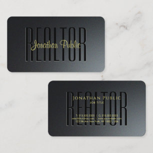 Gold Typografie Script Black & Gray Realtor Visitenkarte