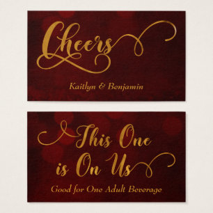 Gold-Typografie über roten Bokeh-Getränkekarten