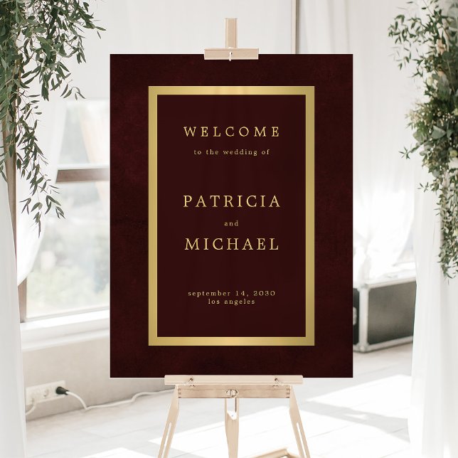 Gold typography deep burgundy acrylic welcome sign acrylschild (Von Creator hochgeladen)