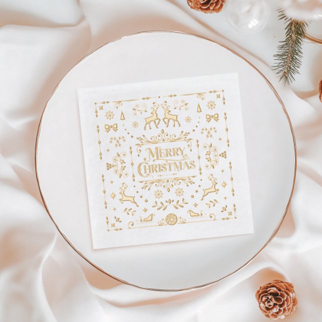 Gold Typography Merry Christmas Holiday Servietten Mit Folie (Gold Typography Merry Christmas Holiday Foil Napkins)