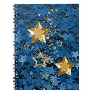 Gold u. blaue Glitzer-Stern-gewundenes Notizbuch Notizblock