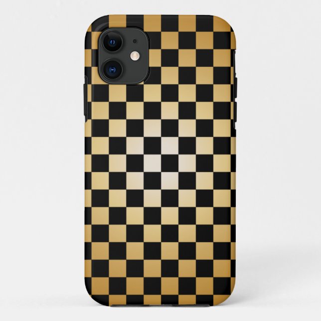 Gold u. Schwarz-karierter Gitter iPhone 5 Fall Case-Mate iPhone Hülle (Rückseite)