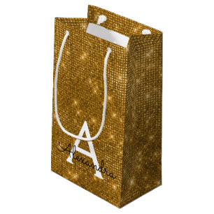 Gold-u. Schwarz-Schein-Monogramm - addieren Sie Kleine Geschenktüte