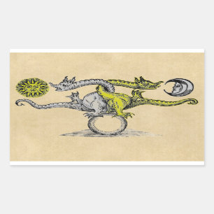 Gold-u. Silber-Drache-Symbol Rechteckiger Aufkleber