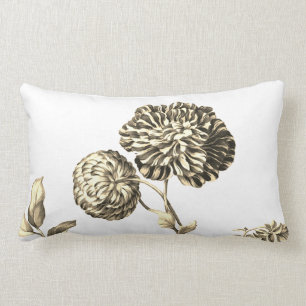 Gold u. weißes Vintages botanisches BlumenToile Lendenkissen