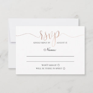 Gold uAwg. Einfache moderne Hochzeit. Elegant mini RSVP Karte