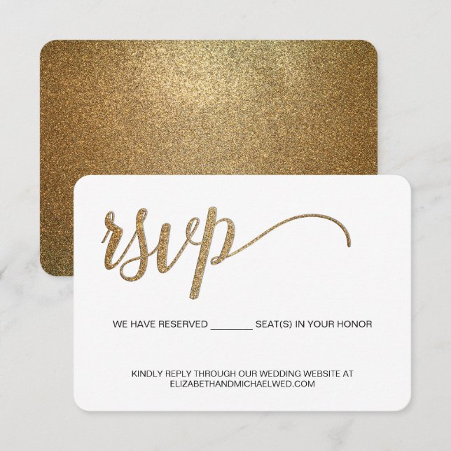 Gold-UAWG ohne Mailing Reservierte Seat-Hochzeit RSVP Karte (Vorne/Hinten)