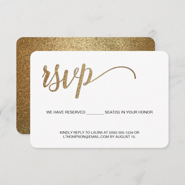Gold UAWG Script ohne Mailing Reservierung RSVP Karte (Vorne/Hinten)