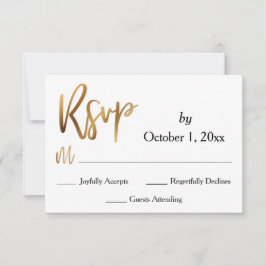 Gold UAWG Typografie, Bokeh und Schwarz Back RSVP Karte