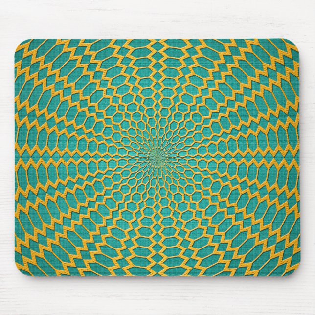 Gold über Aquamarines grünes Radialdesign Mousepad (Vorne)