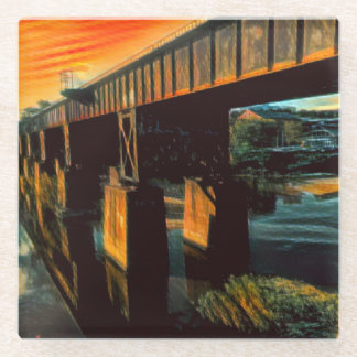 Gold über dem Bridge Glass Untersetzer