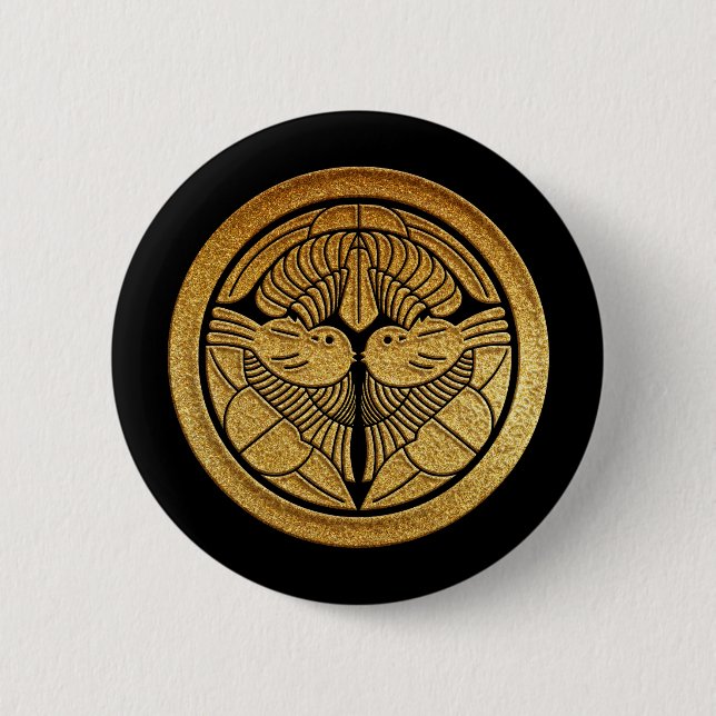 Gold Uesugi Sasa Kamon Button (Vorderseite)