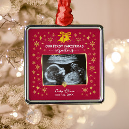 Gold Ultrasund Foto 1. Weihnachten erwarten Keepak Ornament Aus Metall