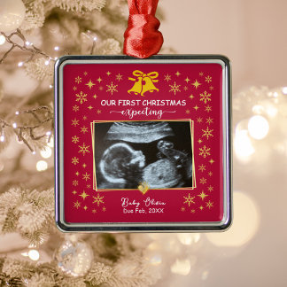 Gold Ultrasund Foto 1. Weihnachten erwarten Keepak Ornament Aus Metall