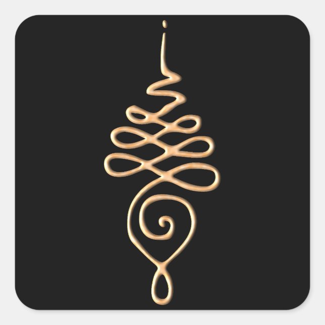 Gold Unalome  Quadratischer Aufkleber (Vorderseite)