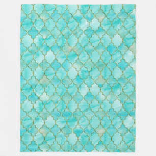Gold und Aqua Maroccan Fleecedecke