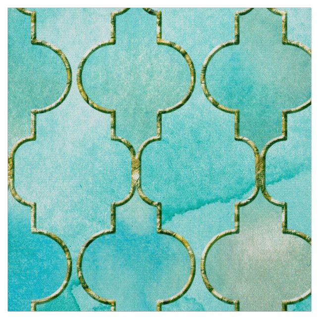 Gold- und Aqua Maroccan Muster Stoff (Muster)