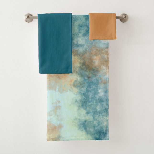 Gold und Aquamarin Badhandtuch Set (Insitu)