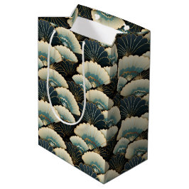 Gold und Aquamarine Gemusterte japanisch inspirier Mittlere Geschenktüte