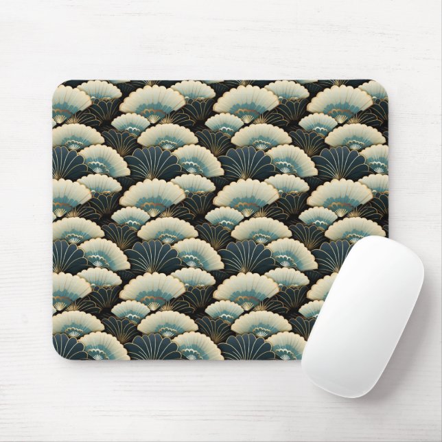 Gold und Aquamarine Gemusterte japanisch inspirier Mousepad (Mit Mouse)
