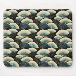 Gold und Aquamarine Gemusterte japanisch inspirier Mousepad