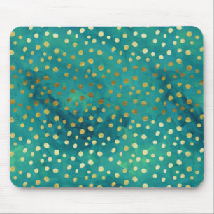 Gold und Aquamarine Punkte Modernes Glam Wasserfar Mousepad