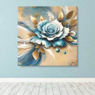 Gold und Aquamarine Rose Leinwanddruck