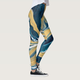 Gold und Aquamarine überdruckte Leggings
