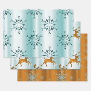 Gold und Aquamarine Weihnachten Geschenkpapier Set