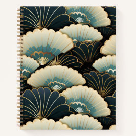 Gold und Aquamarines japanisch inspiriert Fan Spir Notizbuch