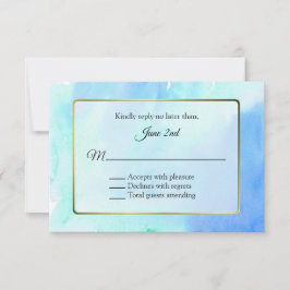 Gold- und Aquarellrahmen-Hochzeitsrampe RSVP Karte