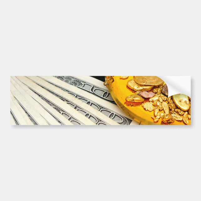 Gold und Bargeld Autoaufkleber (Vorne)