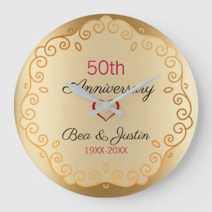 Gold und Beige Blumendekoration Große Wanduhr