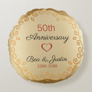 Gold und Beige Rundes Kissen