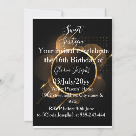 Gold und Black 16 . Geburtstag Foto Save The Date