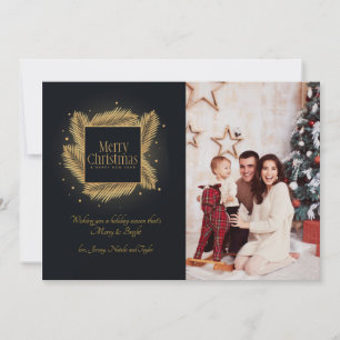 Gold und Black Christmas Foto Card Dankeskarte