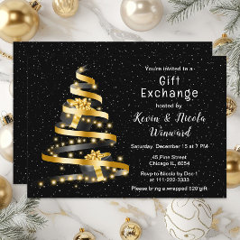 Gold und Black Christmas - Geschenkbörse Einladung