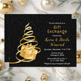 Gold und Black Christmas - Geschenkbörse Einladung