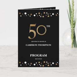 Gold und Black Confetti 50. Geburtstagsprogramm Programm