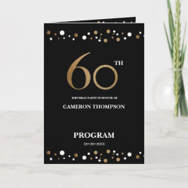 Gold und Black Confetti 60. Geburtstagsprogramm Programm