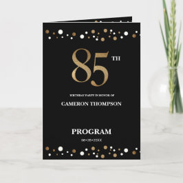 Gold und Black Confetti 85. Geburtstagsprogramm Programm