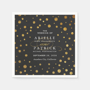 Gold und Black Confetti Foil Wedding Napkins Serviette