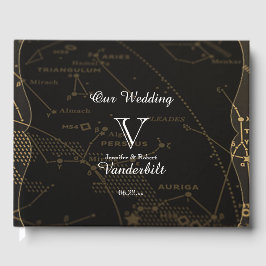 Gold und Black Constellation Wedding Gästebuch