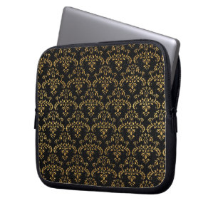 Gold und Black Damask Muster Laptopschutzhülle