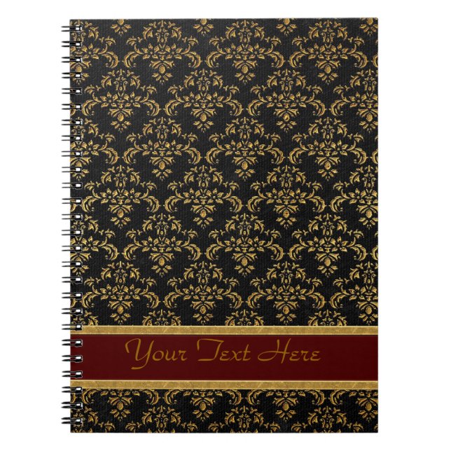 Gold- und Black Damask Muster Notizblock (Vorderseite)