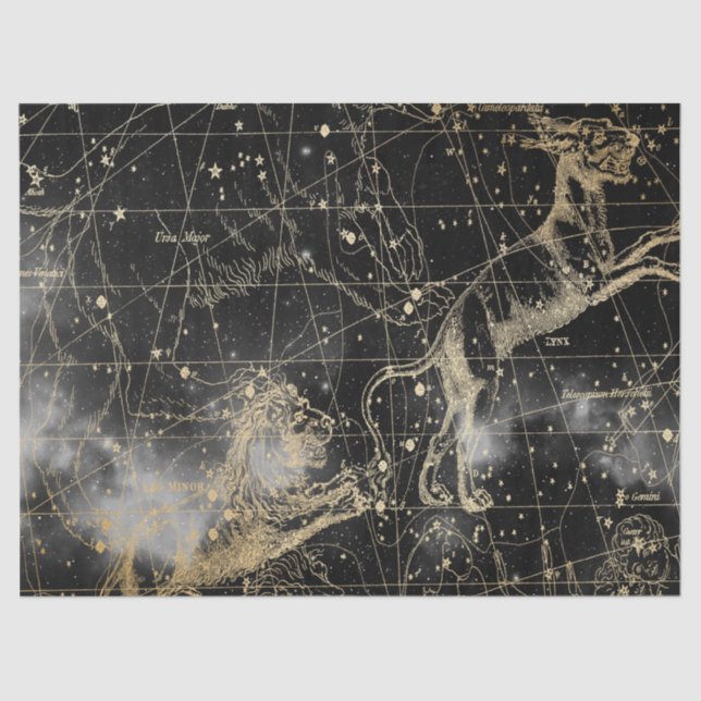 Gold und Black Galaxy Star Map Series Design 3 Seidenpapier (Vorderseite)