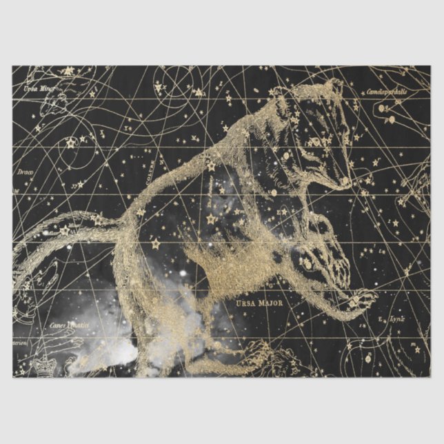 Gold und Black Galaxy Star Map Series Design 4 Seidenpapier (Vorderseite)