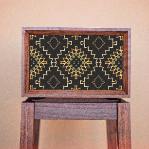 Gold und Black Geometric Ethnic Oriental Arabesque Seidenpapier